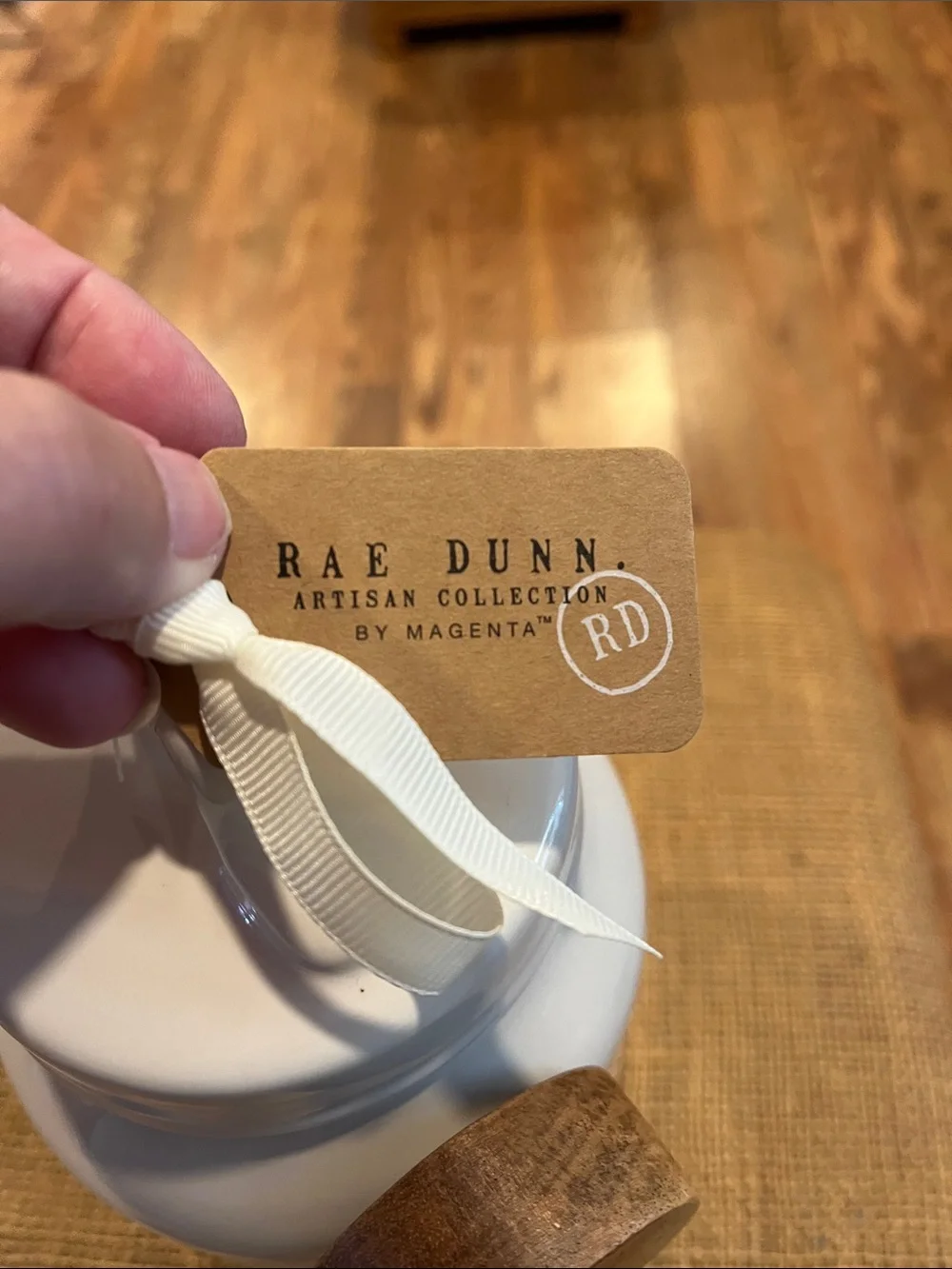 Rae Dunn White Ceramic Coffee Canister with Wooden Scoop